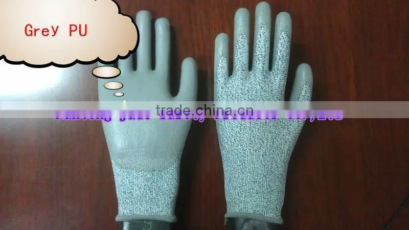 Cut Resistance Gloves and Grey PU Palm Coated