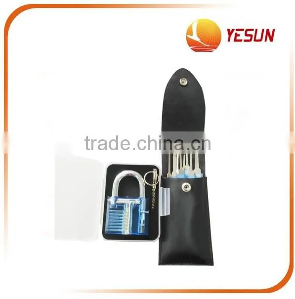 Transparent padlock with two keys & lock pick set