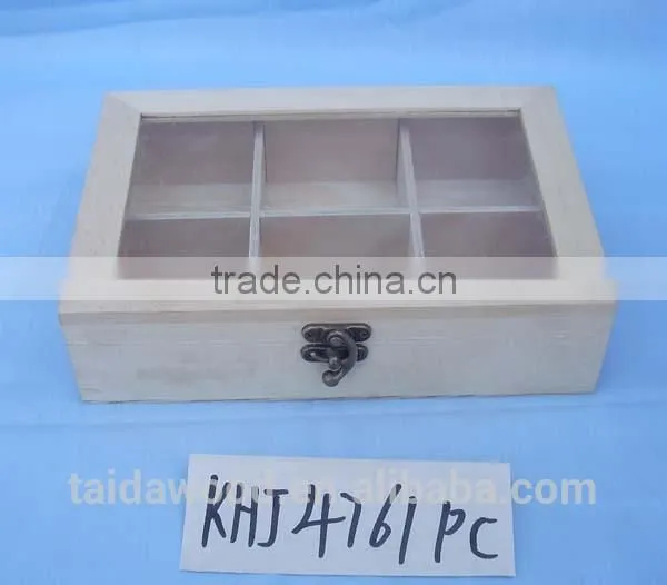 Custom logo and color 6 compartment solid wooden tea box accept OEM