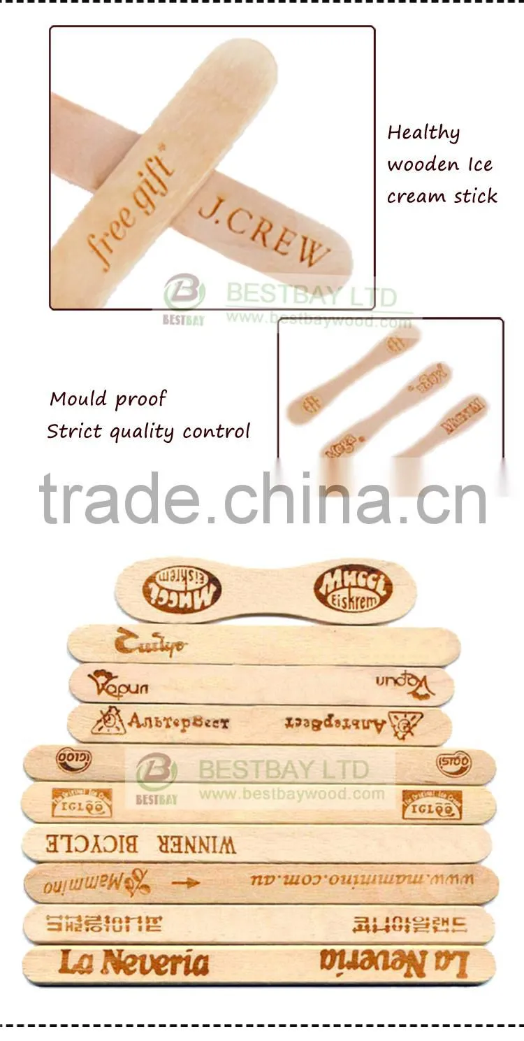 Custom printed 114mm Wooden Ice Cream Stick