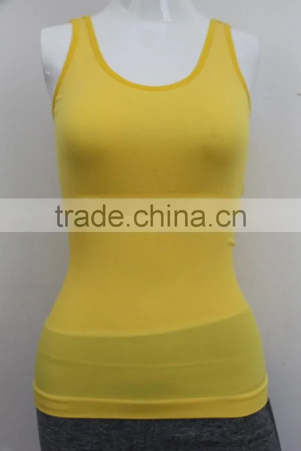 Seamless ladies tank top with embroidery butterfly in back