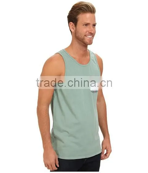 Sports Cotton Custom Plain Pocket Tank Top Men