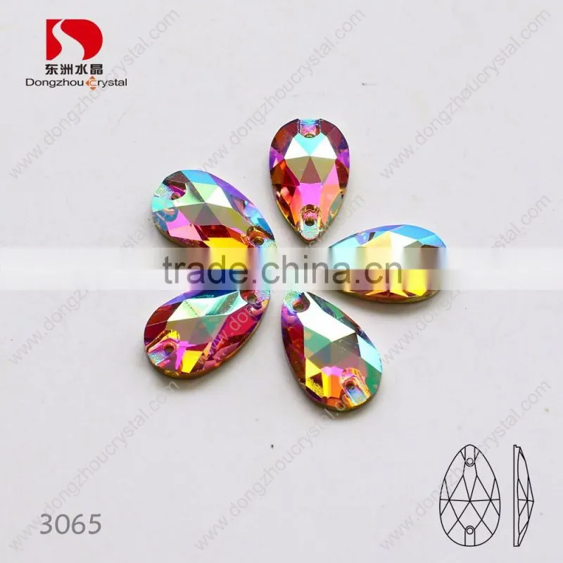 Polished drop ab sew on rhinestones,flatback k5 quality sewing crystal stones