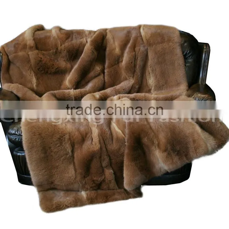 CX-D-08J Super Quality Winter Warm Real Rabbit Fur Wholesale China Blankets