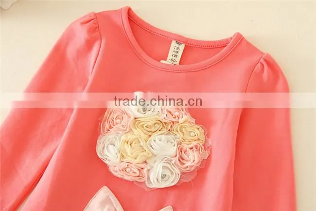 Fall and winter in stock 2015 children's clothing t-shirts for girls Cartoon undershirt tops 5pcs/lot 100-140 Kids clothes