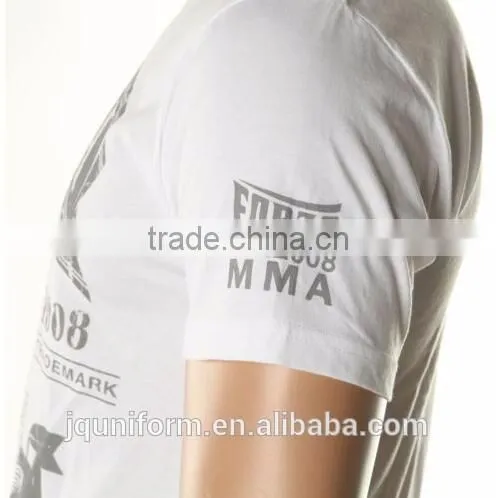 2016 Custom Logo Print White T Shirt 100% cotton washed & printed customized T-shirt