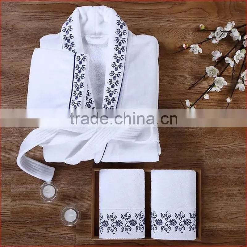 100 cotton hotel Bathrobe embroidery velour luxury