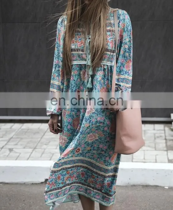 2018 hot sale bohemia style woman maxi lady dress