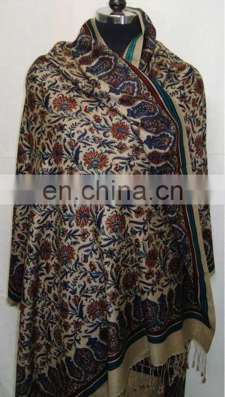 Hand printed silk Pashmina wool Shawls latest design