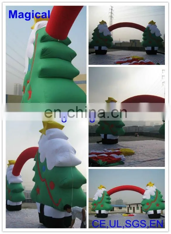 inflatable snowman and christmas tree