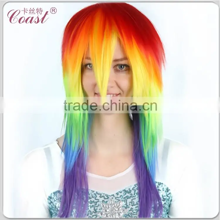 crazy straight synthetic cosplay wigs multi color