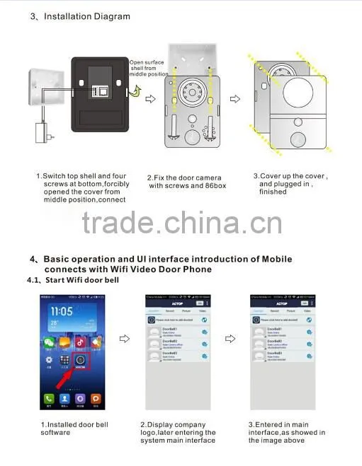 New Arrival Home Security Wireless WIFI Video Door Phone With Remote Control by App for Android & IOS Smartphone