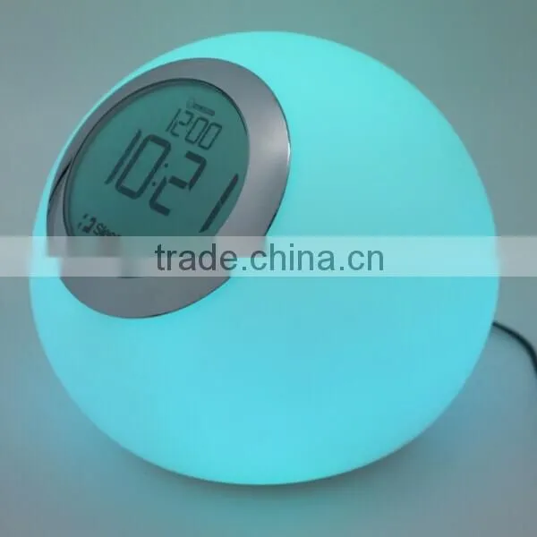 multicolor changing LED small Night Light with clock display and alarm clock function
