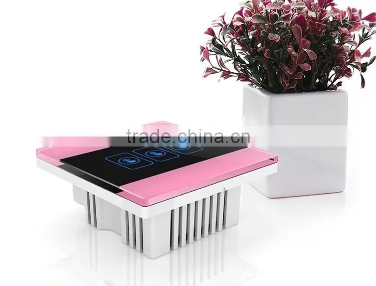 Pink 3 Gang Crystal Glass Panel WIFI Smart Light Controlled Power Remote Switch