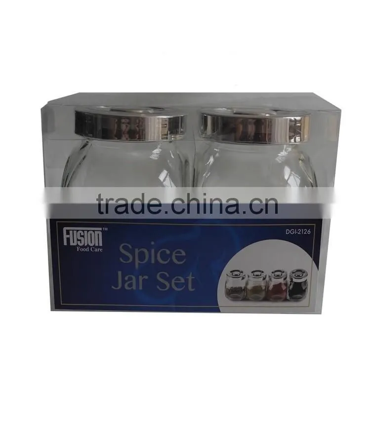 2016 hot sale custom Morden Kitchenware Food Grade glass spice jar set