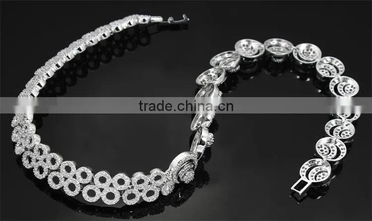 Round Top AAA Quality Cubic Zirconia Dubai White Gold Luxury Bridal Jewelry Set