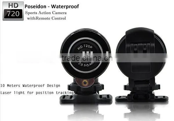 Creative design weatherproof and 10M underwater workable 720p hd diving/ski helmet camera with 120 degre viewing angle