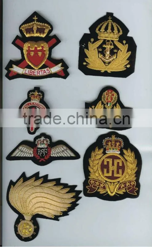 Hand Machine Embroidery Bullion wire Cap Visor Blazer Badges