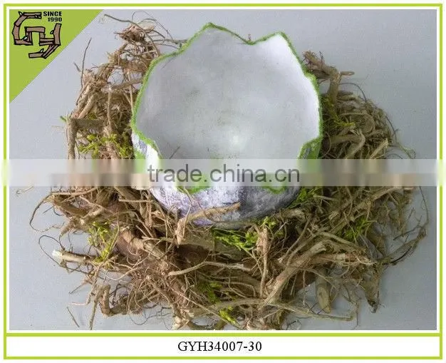 handmade easter decoration rattan bird nest with plastic egg