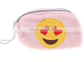 Cheap emoji pencil case for free sample/hot saling plush emoji pencil case