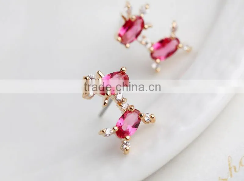 Hot pink earring white zircon earring crystal deer earring