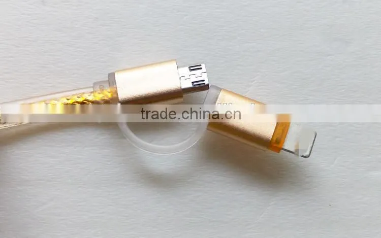 led lighting 8pin micro usb cable, phone charging cable, data usb cable 2in1 usb cable for iPhone