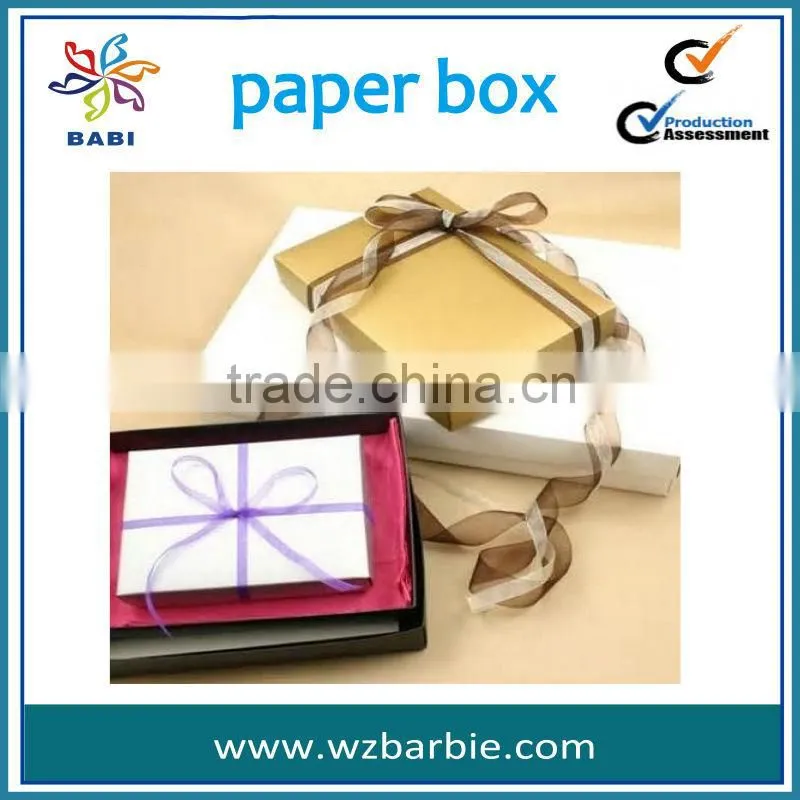 Art paper decorative box with ribbon