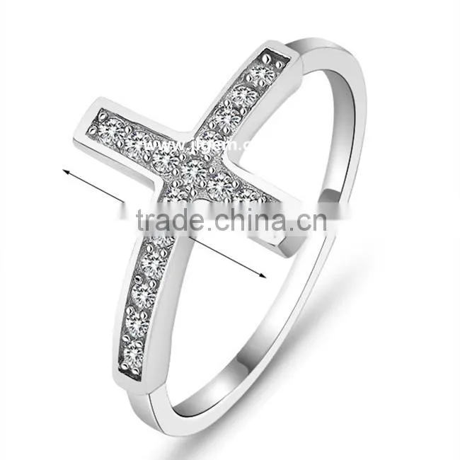 Wholesale Price Latin Cross CZ Stone Decorated 925 Sterling Silver Rings