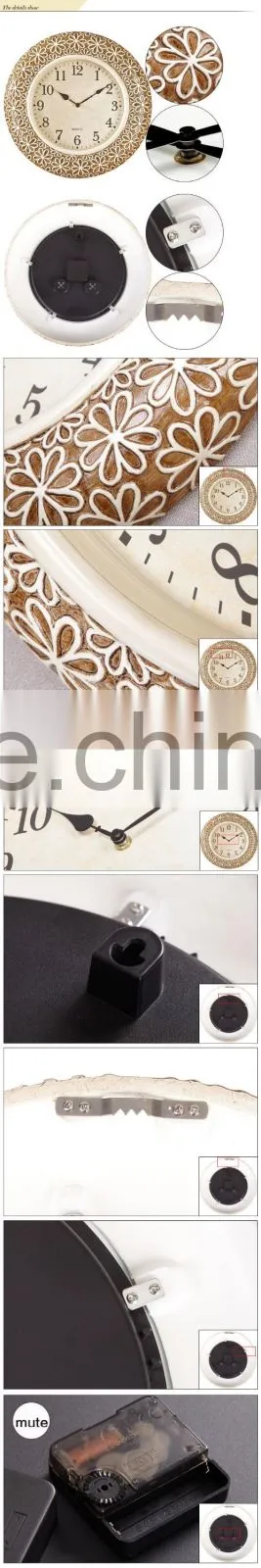 Quartz Analog Home Decor Resin Flower Wall Clock Sweep Movement