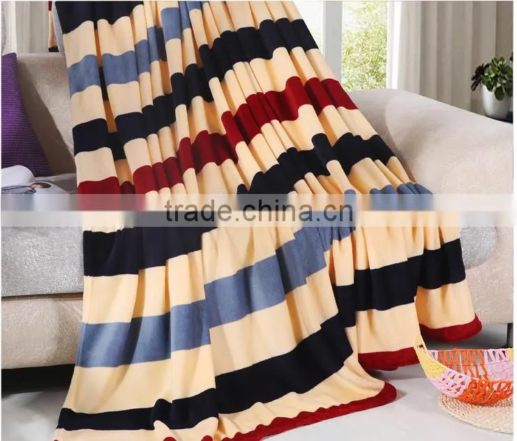 fashion grid stripe flannel blanket