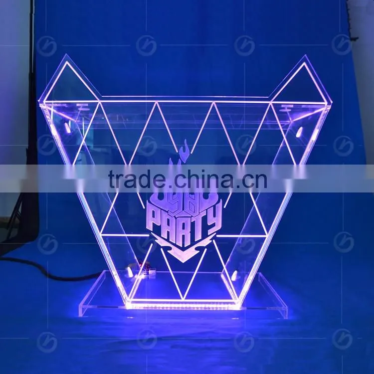 High quality night bar acrylic LEDRGB light table designs, night club dj facade, night bar booth night bar furniture
