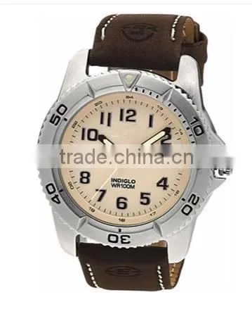 Simple style custom watches with calendar genuine leather watch for men