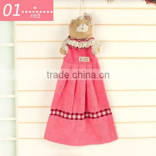 Cute animal decorative hand towel with lace, girl dress microfiber hand towel