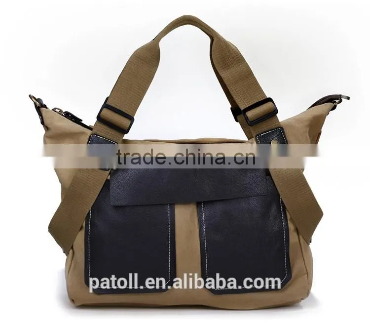 Summer color fashion style canvas tote bag leather handle
