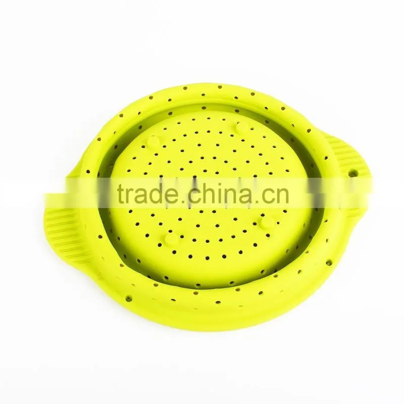 Promotional BPA free food safety silicone Collapsible Colander