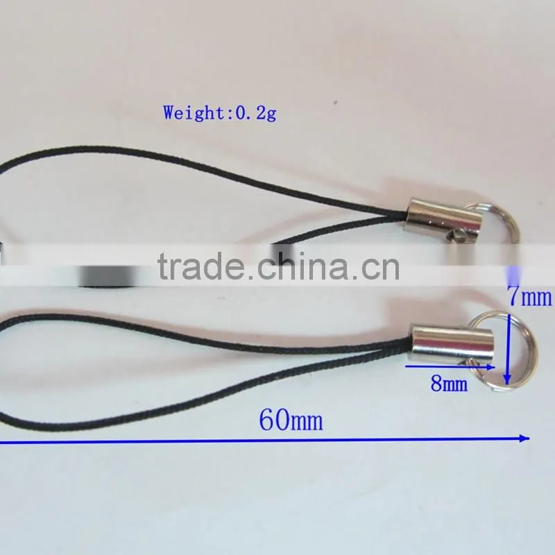 Fashionable 60mm Black Cellphone Strap With Small Ring For Wholesale