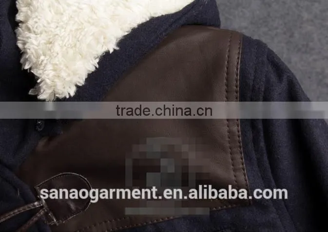 2015 casual men's thicken hooded lambs cotton-padded jacket