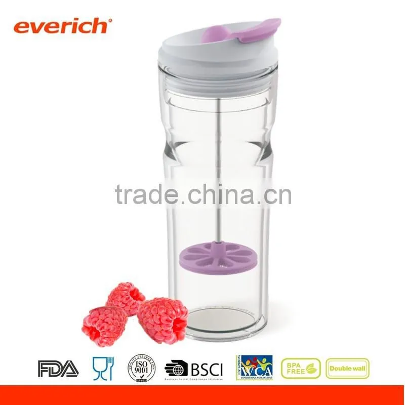 16oz Double wall tritan tumbler with filp lid and coffee press