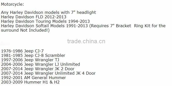 Wholesale 75W 7 Inch Round Headlight 12v 24v & DRL forJee-p Wrangler JK/TJ/LJ 07-15 Harley and Hummer