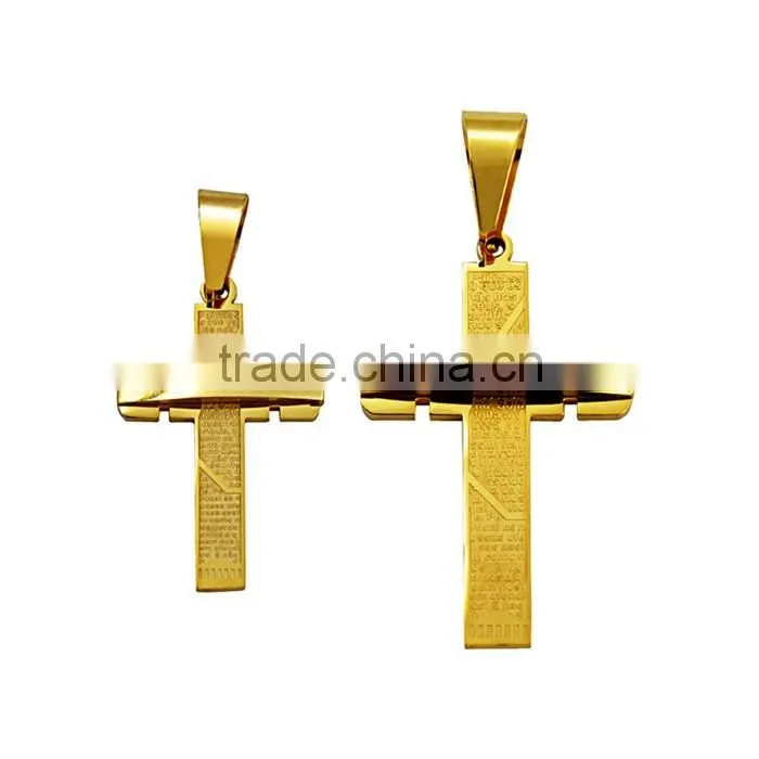 Hot sale gold plated jewelry stainless steel scriptures cross necklace pendant