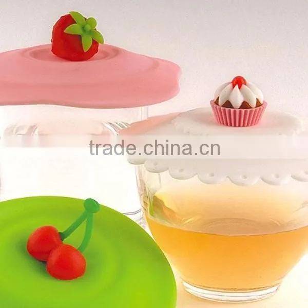 Hot Sale Bpa Free Heat Resistant Wholesale Lovely Silicone Glass Lid