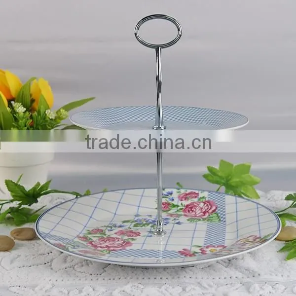 White round porcelain/ceramic three-layer plate