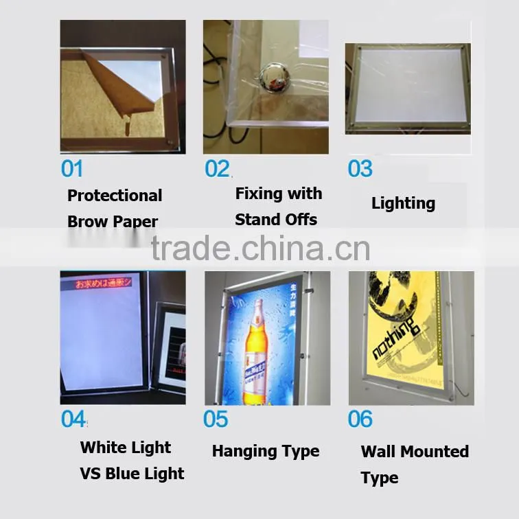 Slim Tabletop Light Box Crystal Glow Display Stand A3 Poster Frames Black LGP Lighting Sign