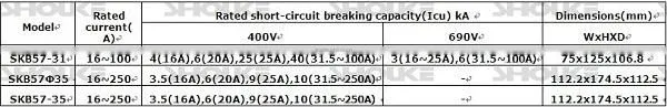 SKB BA57F35 MCCB Moulded Case Circuit Breaker wenzhou Manufacturer