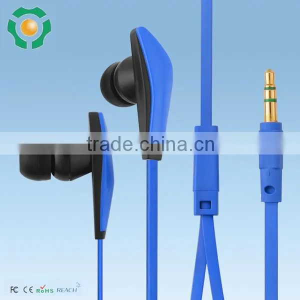 Flat cable in ear earphones promotion stereo earphone custom logo in bulk