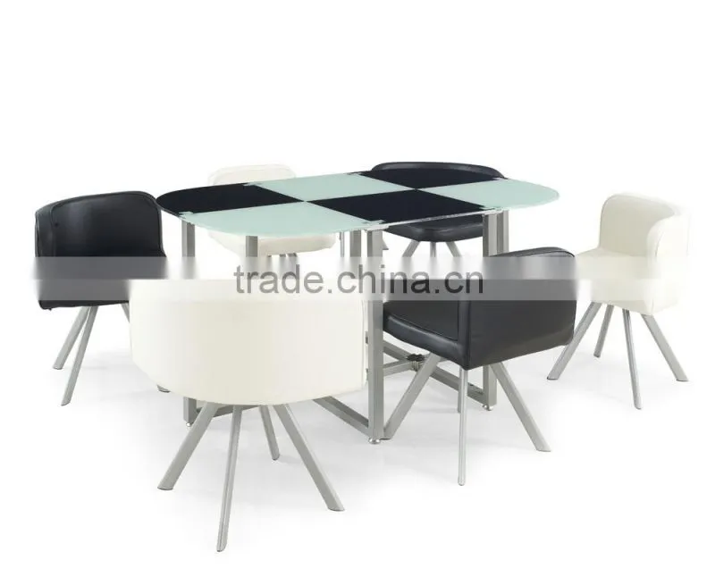 Space saving modern dining table with 4 chairs