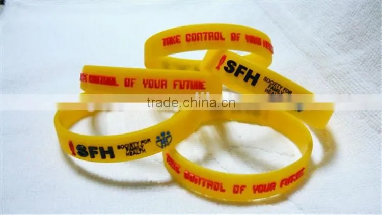 Embossed LOGO with printing for silicone bracelets