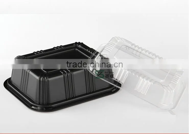 black plastic rectangle food container / disposable sushi box /plastic storage box
