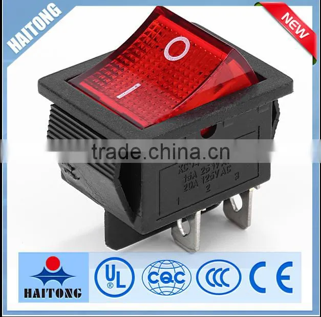 standard grounding red lamp rocker switch 4 pin KCD-4 switch