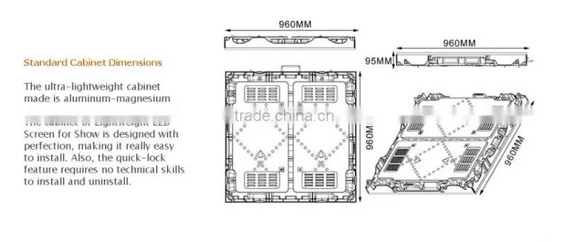 Big size P10 Outdoor 960mm x 960mm Die cast Rental Led Screen for Event